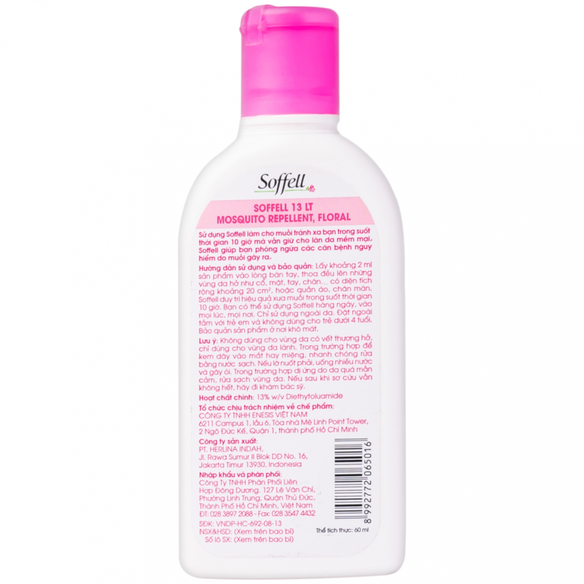 Hình ảnh Kem xua muỗi Soffell hương hoa giúp chống muỗi trong suốt 10 giờ (60ml)