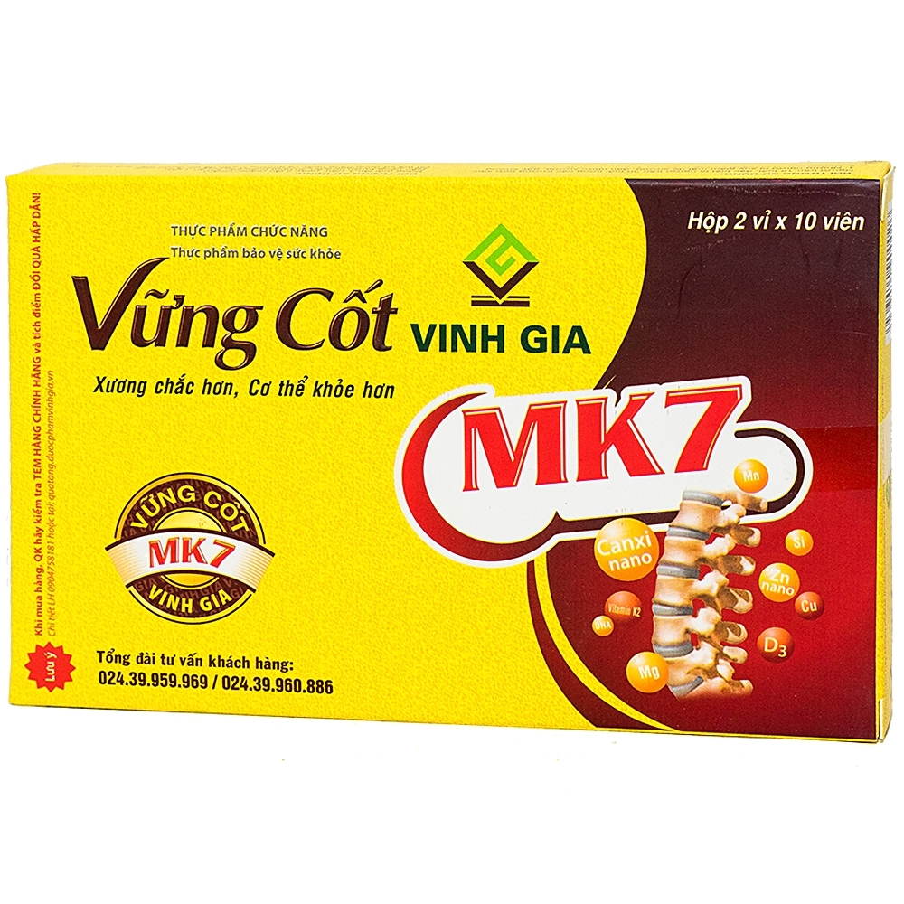 Hình ảnh Viên uống Vững Cốt Vinh Gia hỗ trợ giảm loãng xương, giúp xương chắc khỏe dẻo dai (2 vỉ x 10 viên)