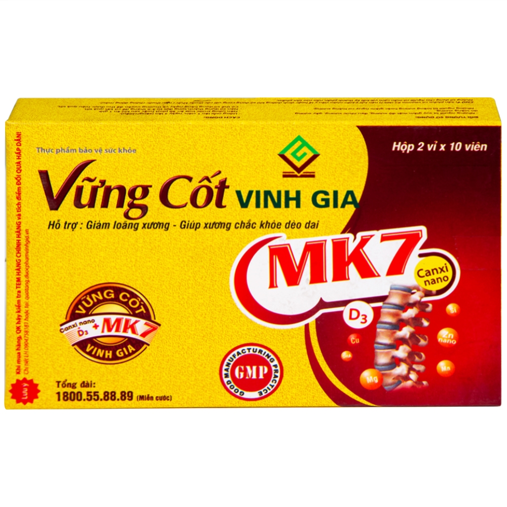 Hình ảnh Viên uống Vững Cốt Vinh Gia hỗ trợ giảm loãng xương, giúp xương chắc khỏe dẻo dai (2 vỉ x 10 viên)
