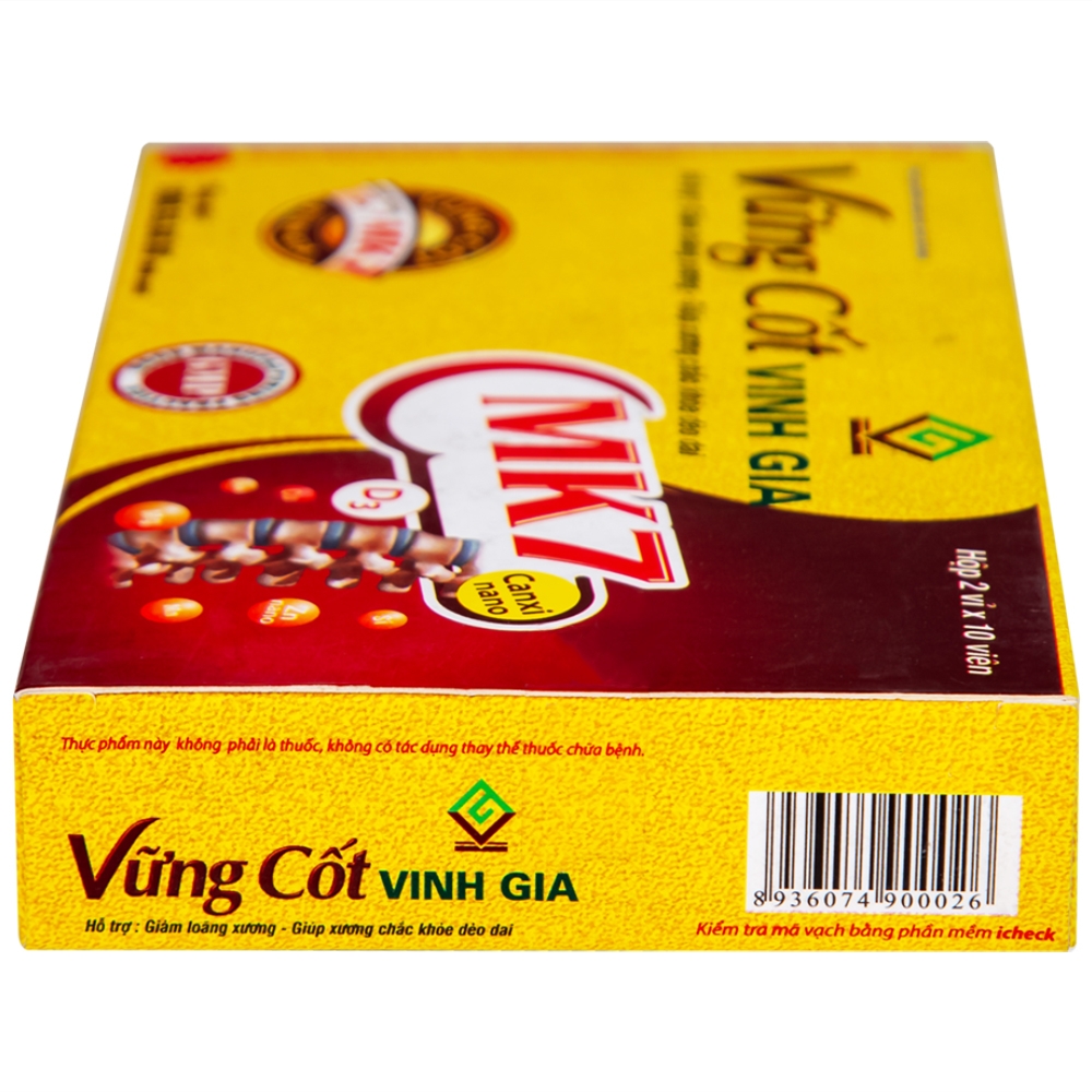 Hình ảnh Viên uống Vững Cốt Vinh Gia hỗ trợ giảm loãng xương, giúp xương chắc khỏe dẻo dai (2 vỉ x 10 viên)