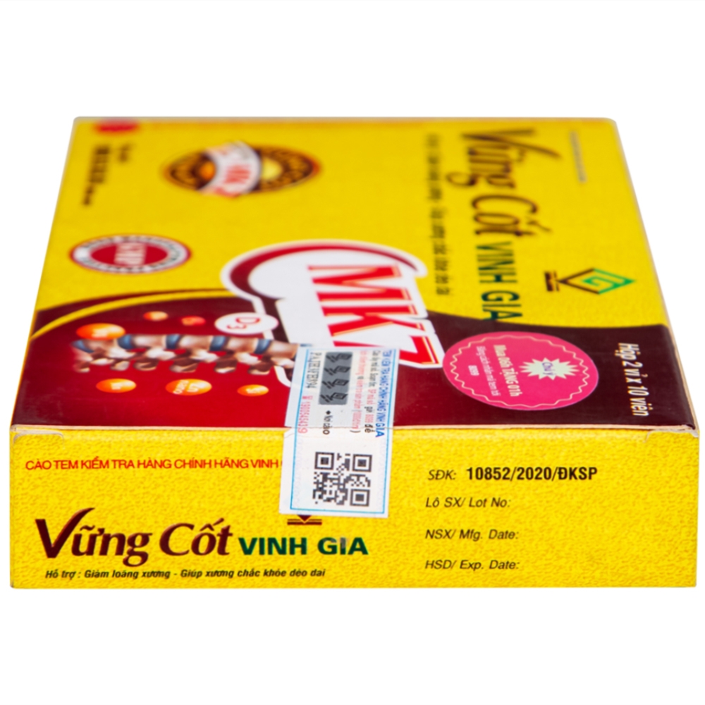 Hình ảnh Viên uống Vững Cốt Vinh Gia hỗ trợ giảm loãng xương, giúp xương chắc khỏe dẻo dai (2 vỉ x 10 viên)