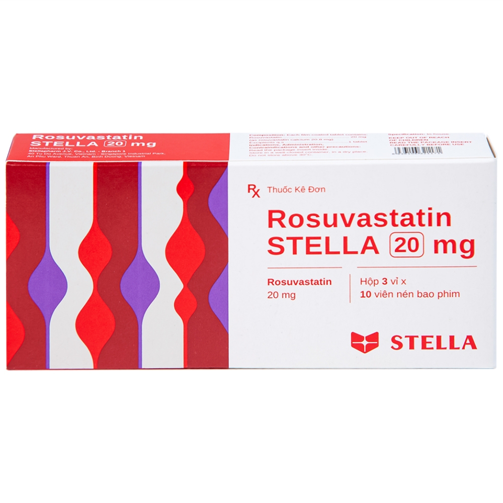 Hình ảnh Thuốc Rosuvastatin Stella 20mg điều trị tăng cholesterol máu (3 vỉ x 10 viên)