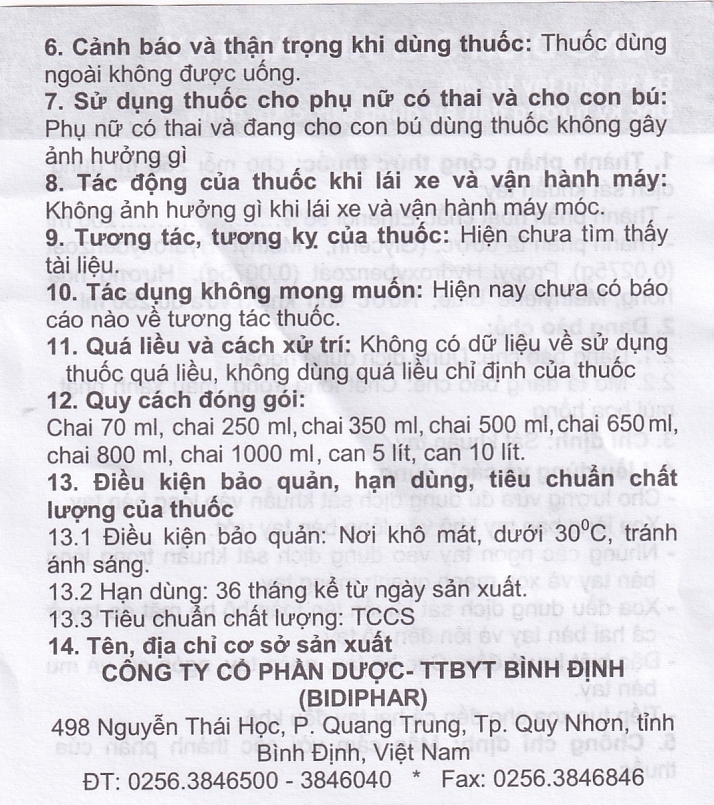 Hình ảnh Dung dịch sát khuẩn tay Bidiphar (250ml)