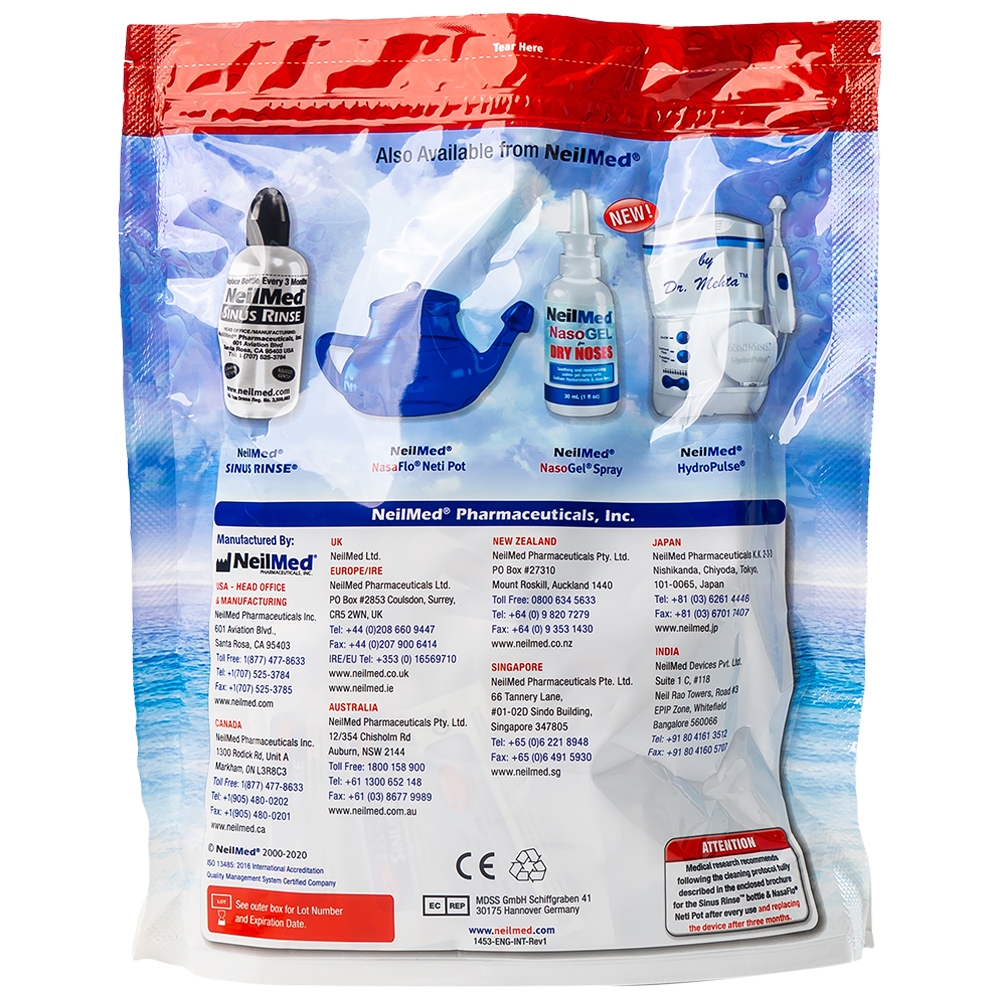 Hình ảnh Gói hỗn hợp pha dung dịch rửa mũi NeilMed Sinus Rinse giảm và ngăn ngừa các chứng viêm mũi dị ứng (120 gói)