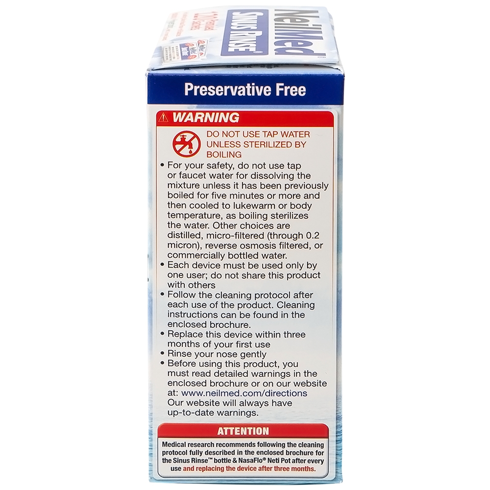 Hình ảnh Gói hỗn hợp pha dung dịch rửa mũi NeilMed Sinus Rinse giảm và ngăn ngừa các chứng viêm mũi dị ứng (120 gói)