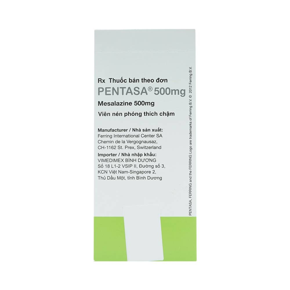 Hình ảnh Viên nén Pentasa 500mg Ferring điều trị viêm loét đại tràng, bệnh Crohn (10 vỉ x 10 viên)