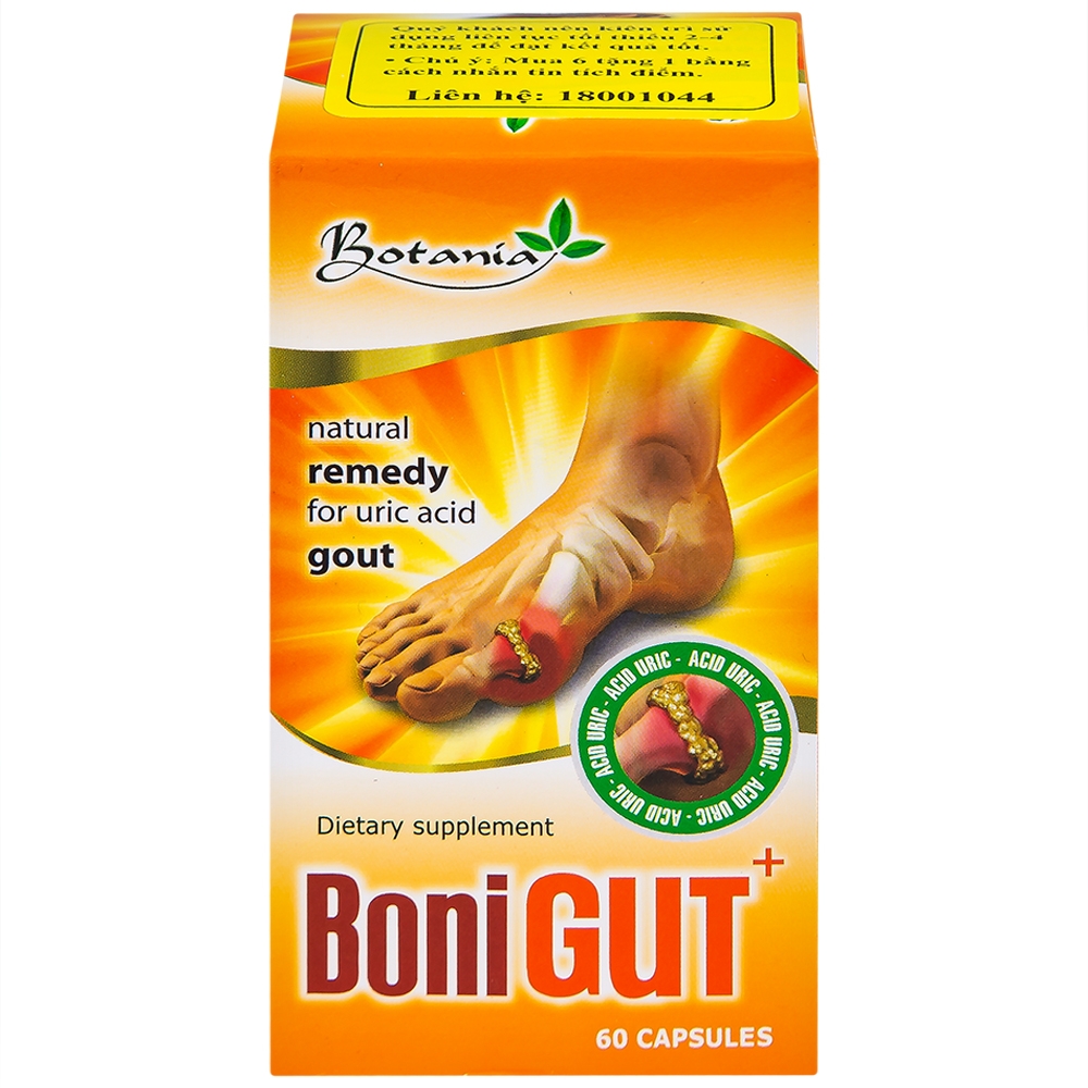 Hình ảnh Viên uống BoniGut Botania giảm nồng độ acid uric trong máu, hỗ trợ điều trị bệnh gout (60 viên)