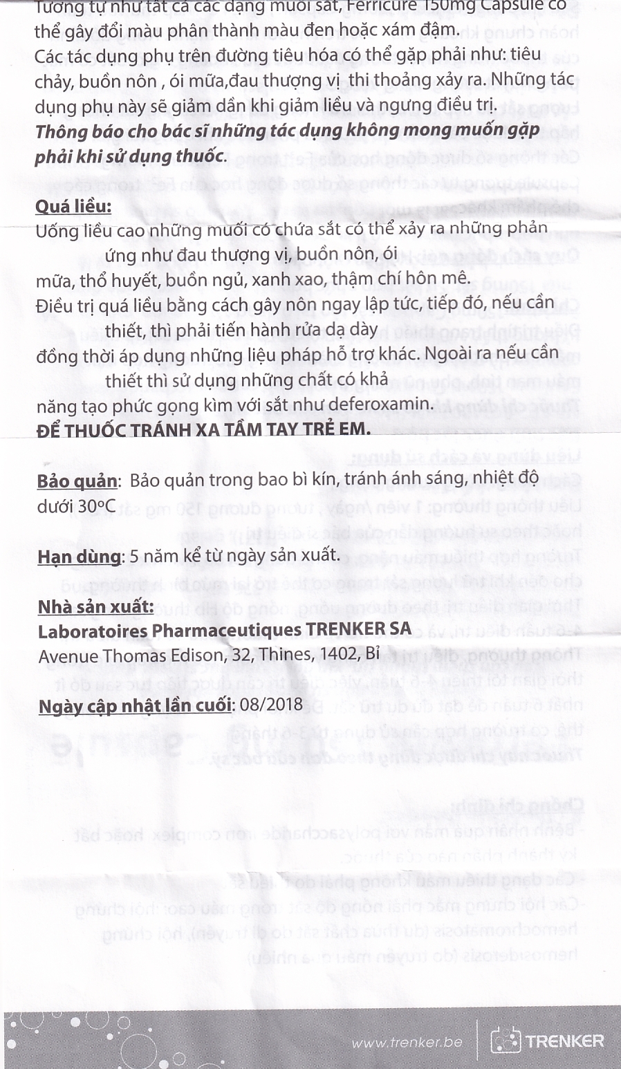Hình ảnh Thuốc Ferricure 150mg Trenker điều trị thiếu sắt, thiếu máu do thiếu sắt (2 vỉ x 14 viên)