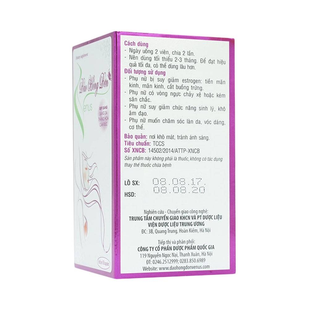 Hình ảnh Viên uống Đào Hồng Đơn Venus Nafaco hỗ trợ cải thiện thiếu hụt nội tiết tố nữ (60 viên)