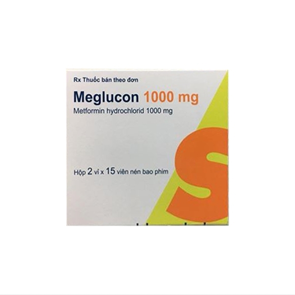 Hình ảnh Viên nén Meglucon 1000mg hỗ trợ điều trị bệnh đái tháo đường típ 2 (2 vỉ x 15 viên)