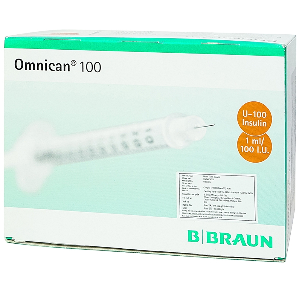 Hình ảnh Kim tiêm tiểu đường B.Braun Omnican 1ml/100 I.U màu cam dùng cho người tiểu đường (100 cái)