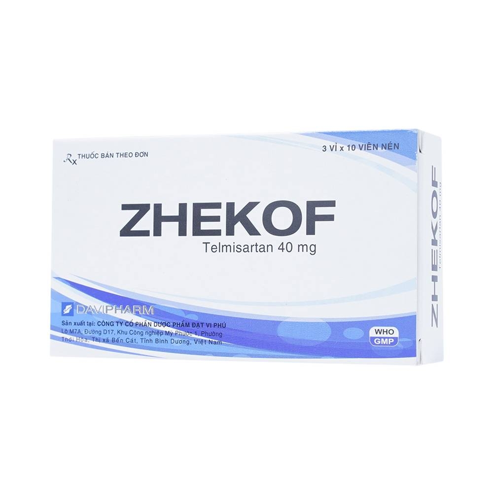 Hình ảnh Thuốc Zhekof 40mg DaviPharm điều trị tăng huyết áp, dự phòng biến cố tim mạch (3 vỉ x 10 viên)