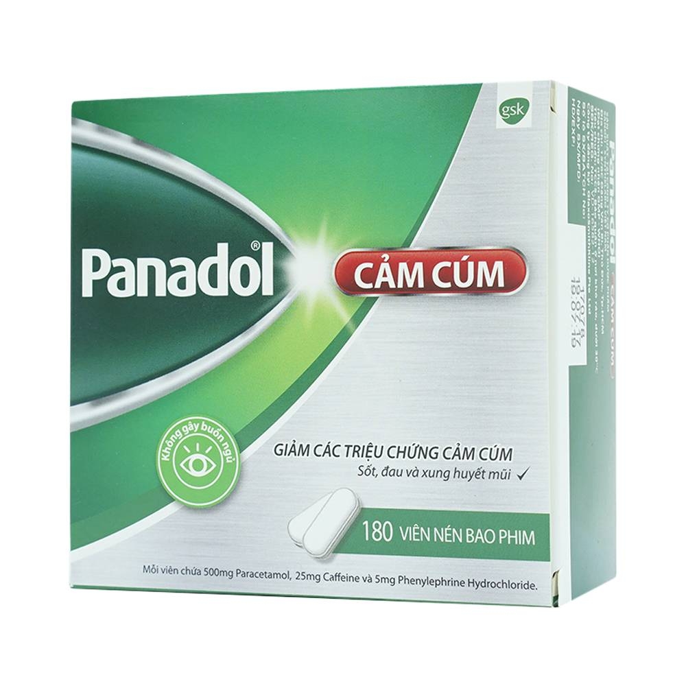 Hình ảnh Viên nén Panadol Cảm Cúm GSK giảm các triệu chứng cảm cúm, sốt, đau và xung huyết mũi (15 vỉ x 12 viên) 