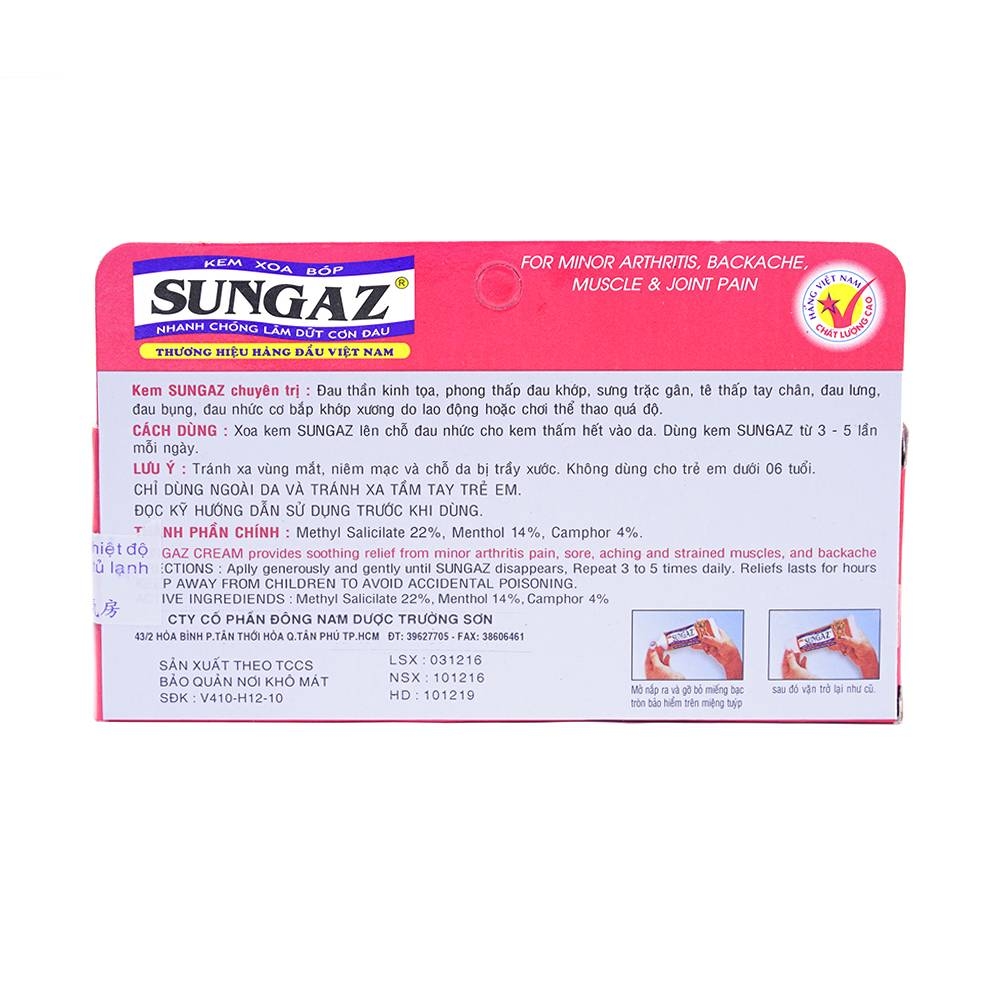 Hình ảnh Kem xoa bóp Sungaz Trường Sơn điều trị phong thấp lâu năm (65g)