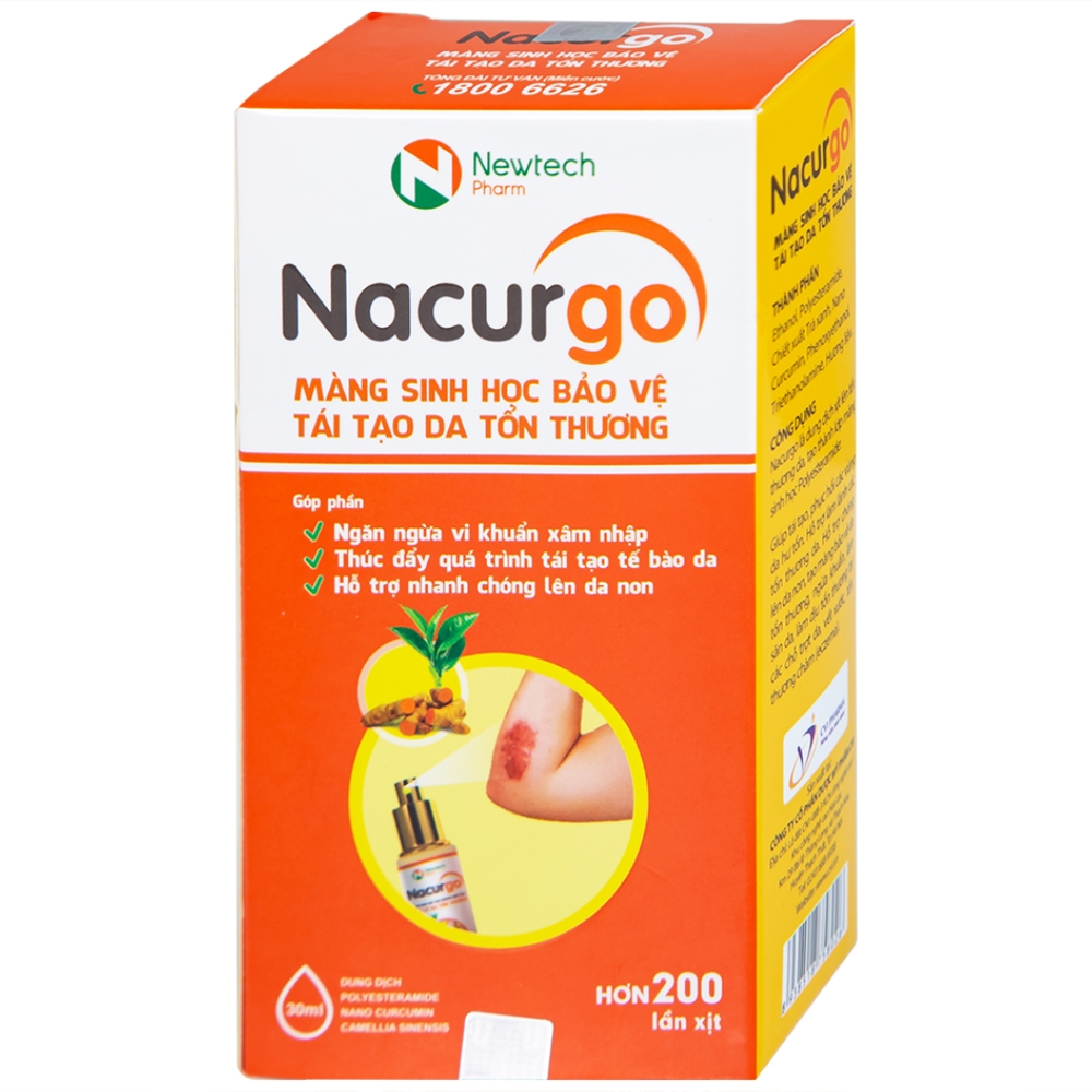 Hình ảnh Dung dịch xịt Nacurgo Đại Bắc tạo màng sinh học tái tạo da tổn thương (30ml)