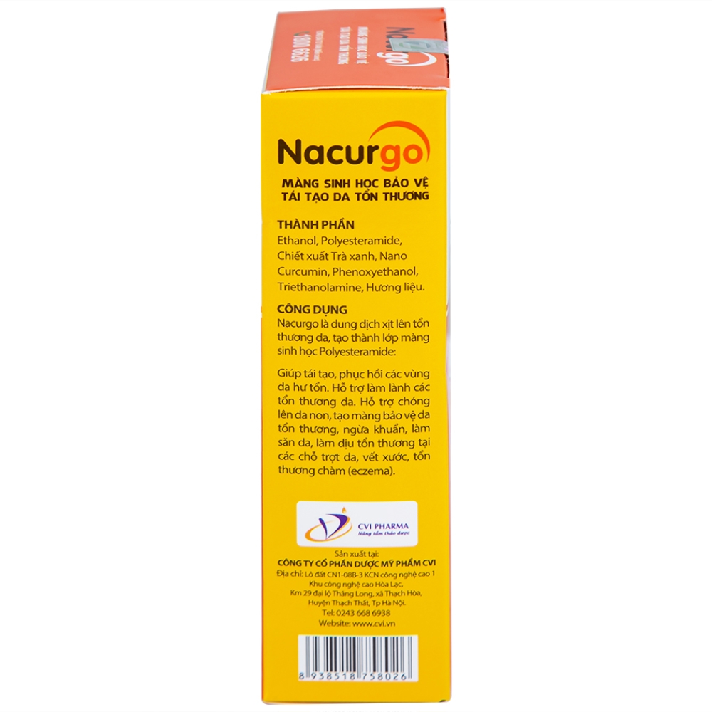 Hình ảnh Dung dịch xịt Nacurgo Đại Bắc tạo màng sinh học tái tạo da tổn thương (30ml)