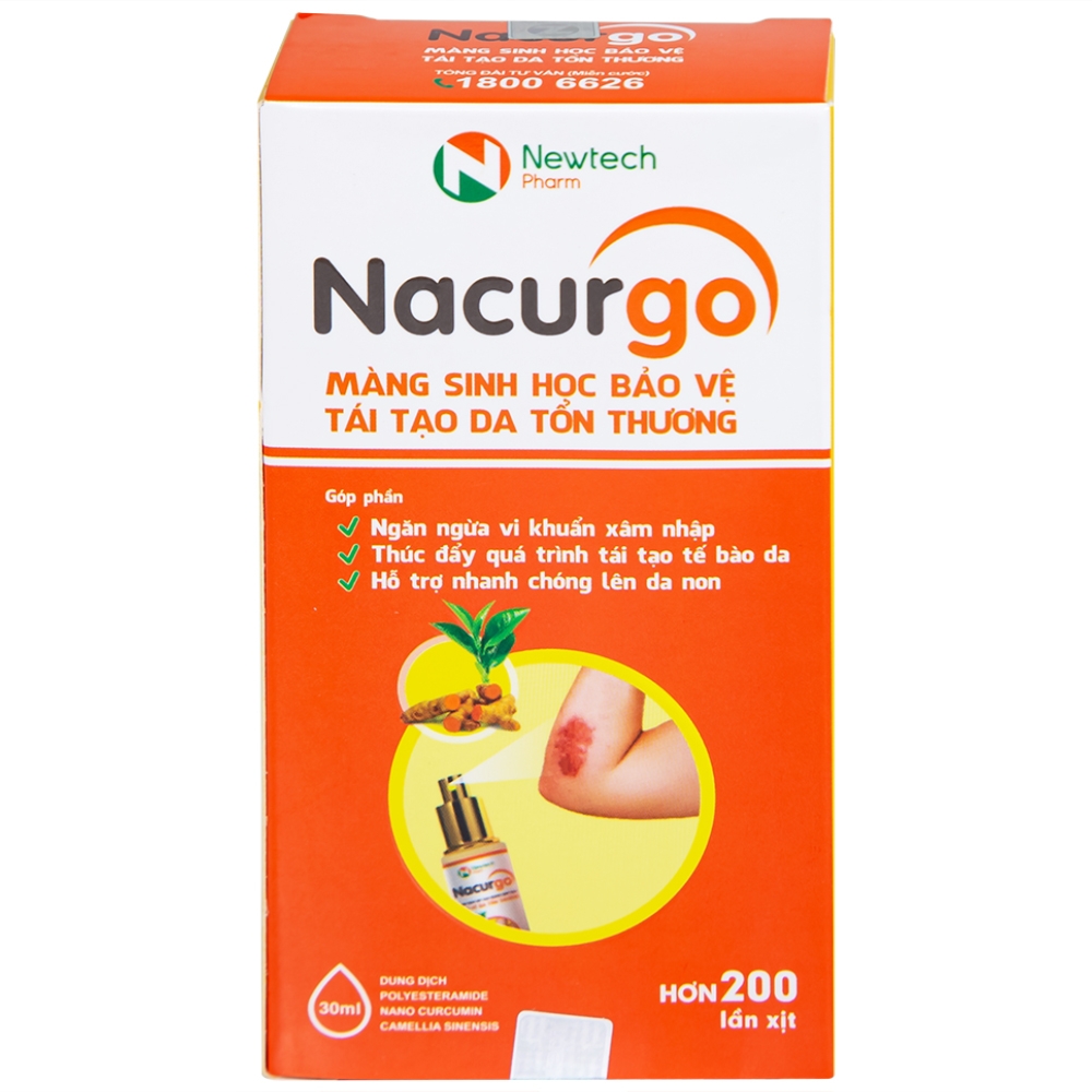 Hình ảnh Dung dịch xịt Nacurgo Đại Bắc tạo màng sinh học tái tạo da tổn thương (30ml)