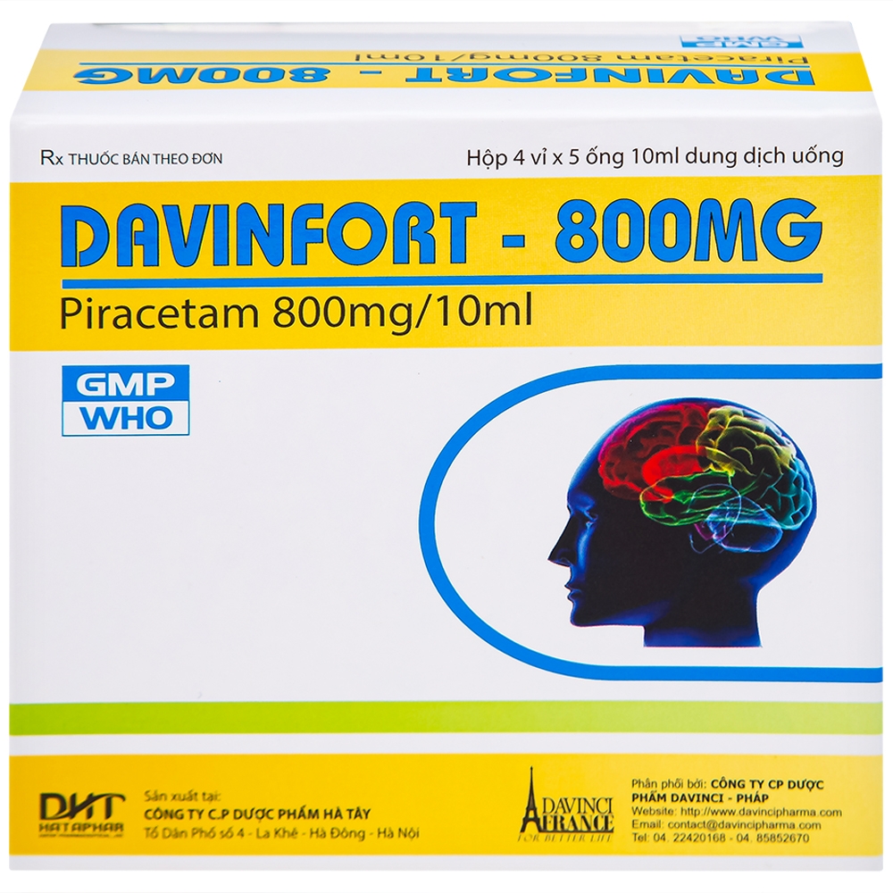 Hình ảnh Dung dịch Davinfort 800mg/10ml Hataphar điều trị chứng chóng mặt (20 ống x 10ml)