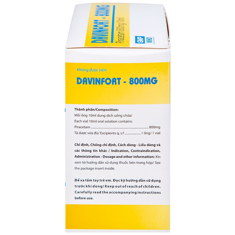 Hình ảnh Dung dịch Davinfort 800mg/10ml Hataphar điều trị chứng chóng mặt (20 ống x 10ml)