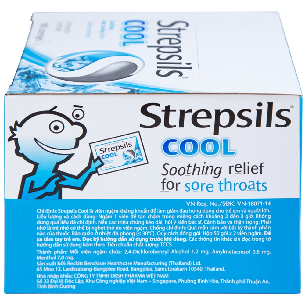 Hình ảnh Viên ngậm Strepsils Cool Reckitt Benckiser giảm đau họng (50 gói x 2 viên)