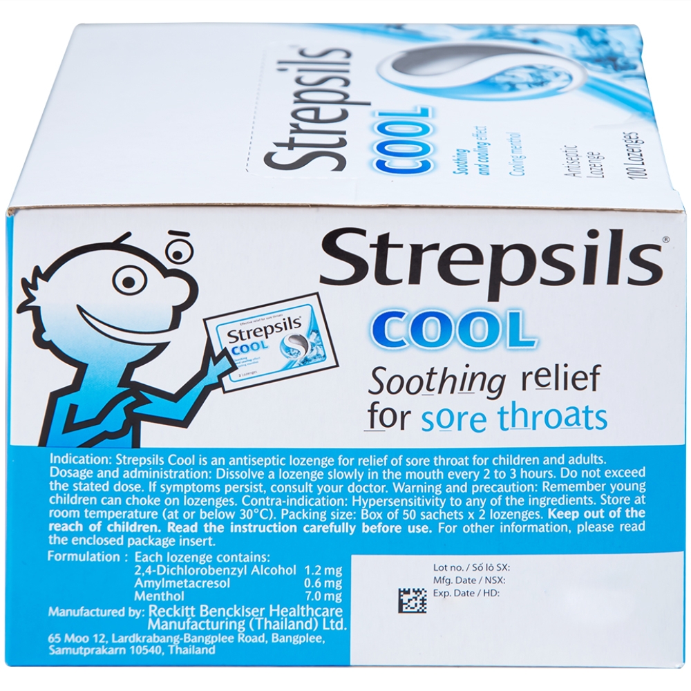 Hình ảnh Viên ngậm Strepsils Cool Reckitt Benckiser giảm đau họng (50 gói x 2 viên)