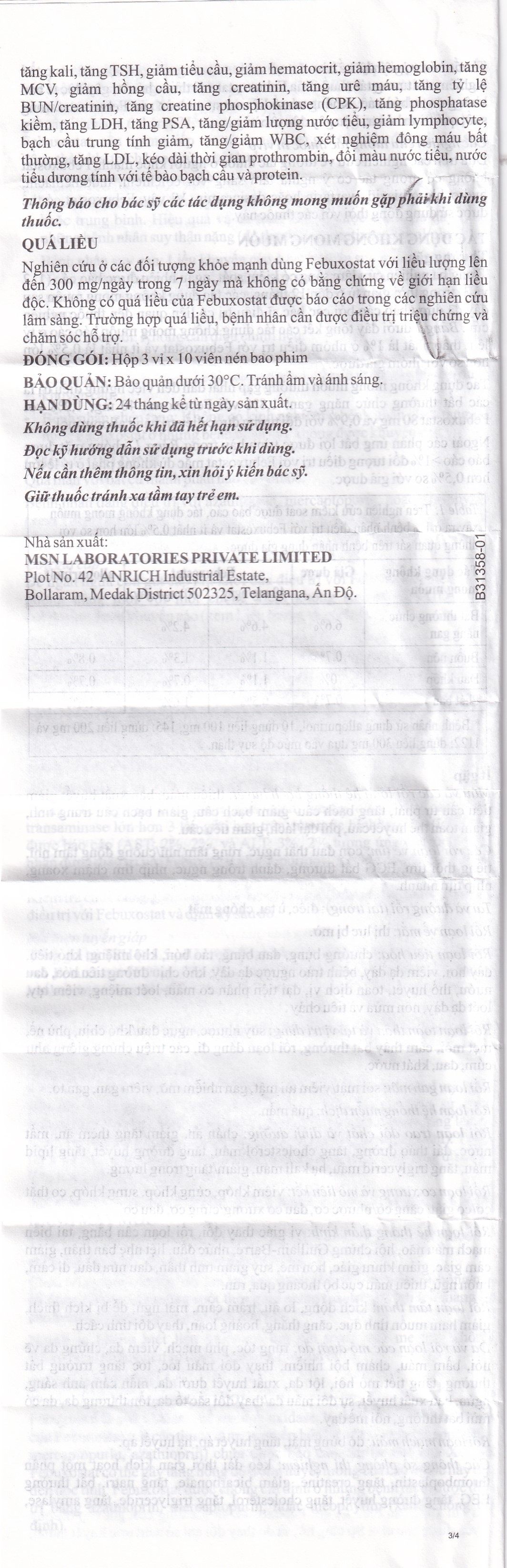 Hình ảnh Thuốc Febuday 40 MSN điều trị tăng acid uric huyết (3 vỉ x 10 viên)