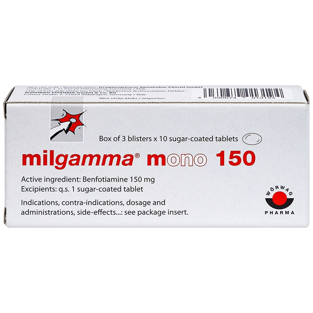 Hình ảnh Viên nén Milgamma Mono 150 Dragenopharm điều trị viêm đa dây thần kinh (3 vỉ x 10 viên)
