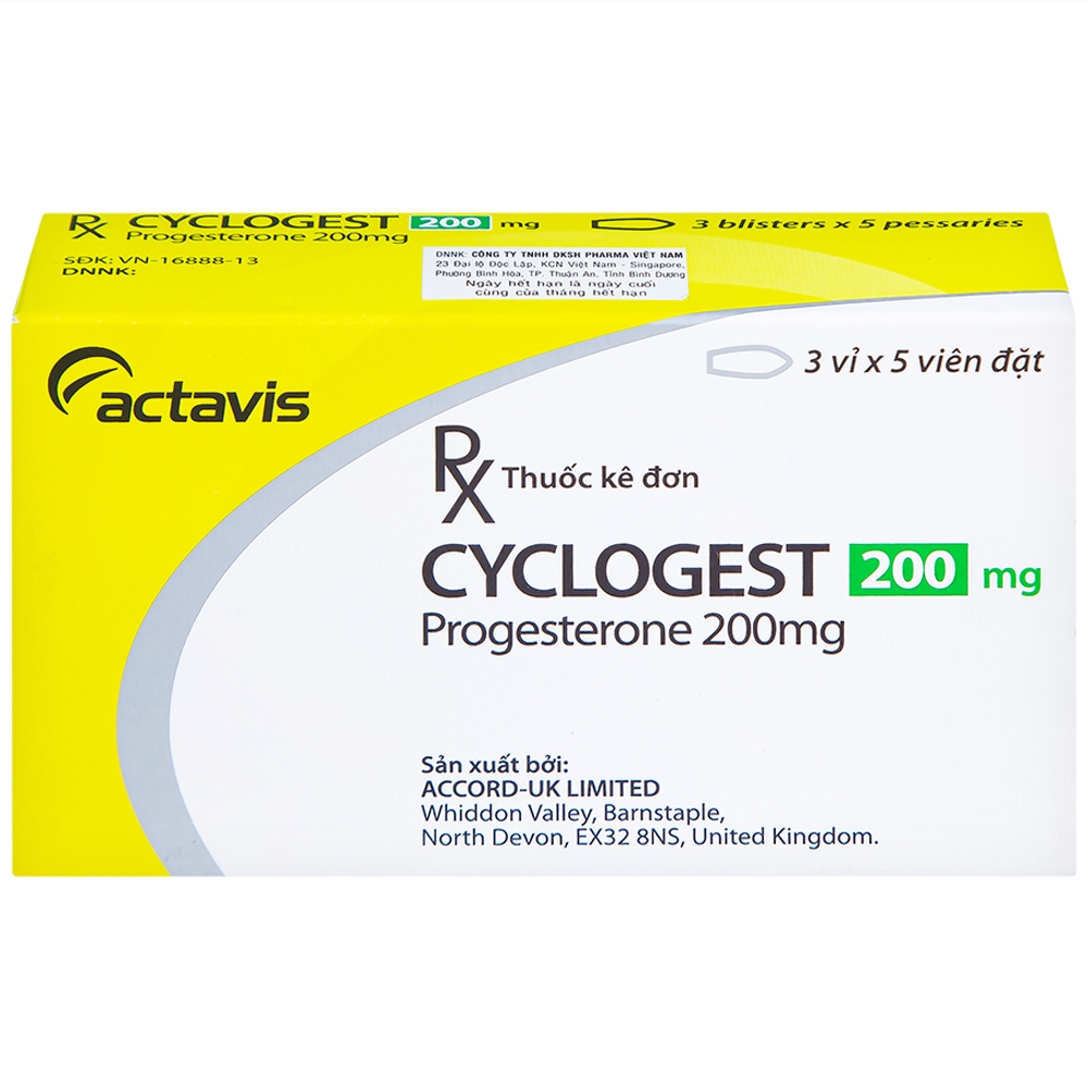Hình ảnh Viên đặt Cyclogest 200mg Actavis điều trị các hội chứng tiền kinh, trầm cảm (3 vỉ x 5 viên)