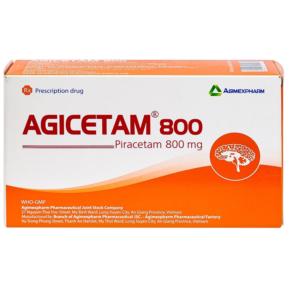 Hình ảnh Thuốc Agicetam 800 Agimexpharm điều trị triệu chứng chóng mặt (10 vỉ x 10 viên)