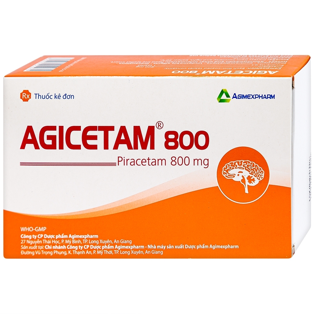 Hình ảnh Thuốc Agicetam 800 Agimexpharm điều trị triệu chứng chóng mặt (10 vỉ x 10 viên)
