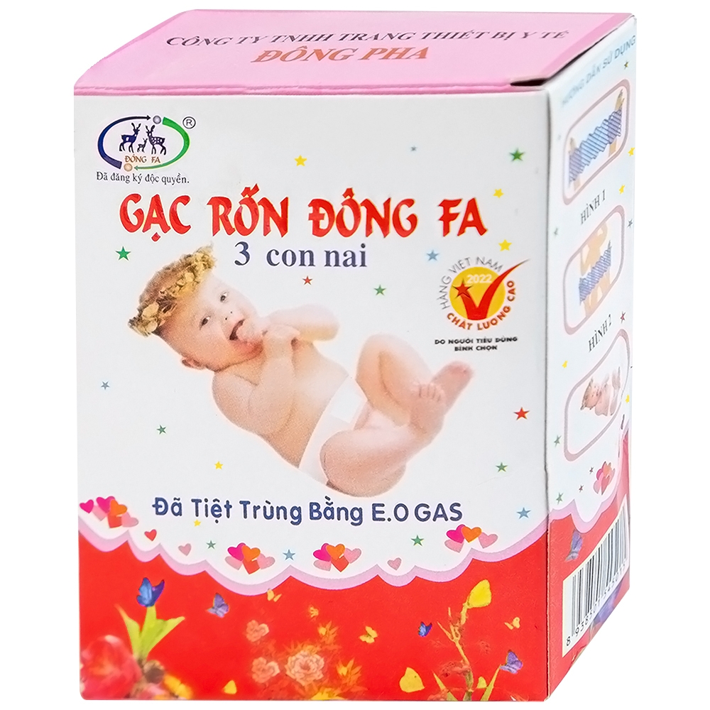 Hình ảnh Gạc rốn Đông Fa 3 Con Nai bảo vệ vùng rốn và giữ ấm cho bé (100 hộp)