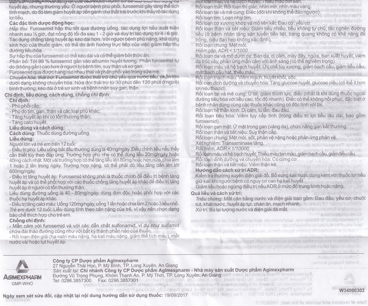 Hình ảnh Thuốc Agifuros 40mg Agimexpharm điều trị phù phổi cấp, phù do tim, gan, thận (10 vỉ x 25 viên)