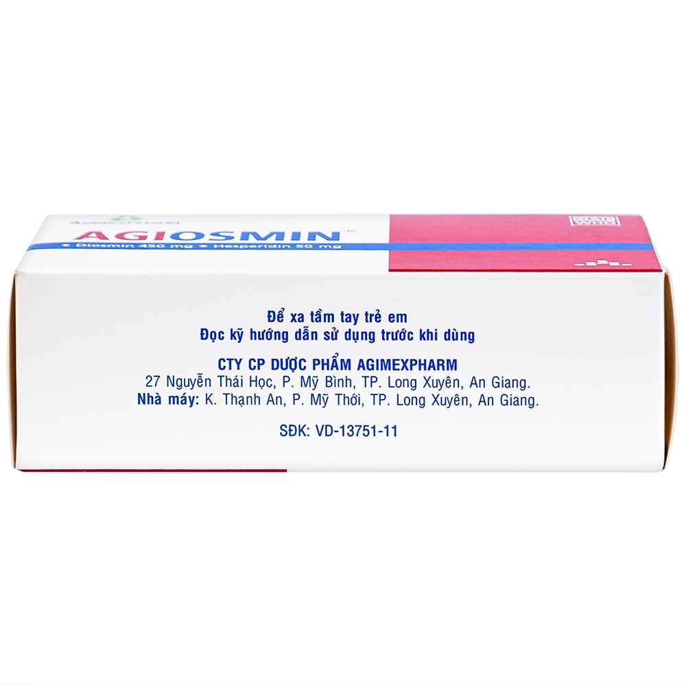 Hình ảnh Thuốc Agiosmin Agimexpharm điều trị suy tĩnh mạch mạn tính (4 vỉ x 15 viên)