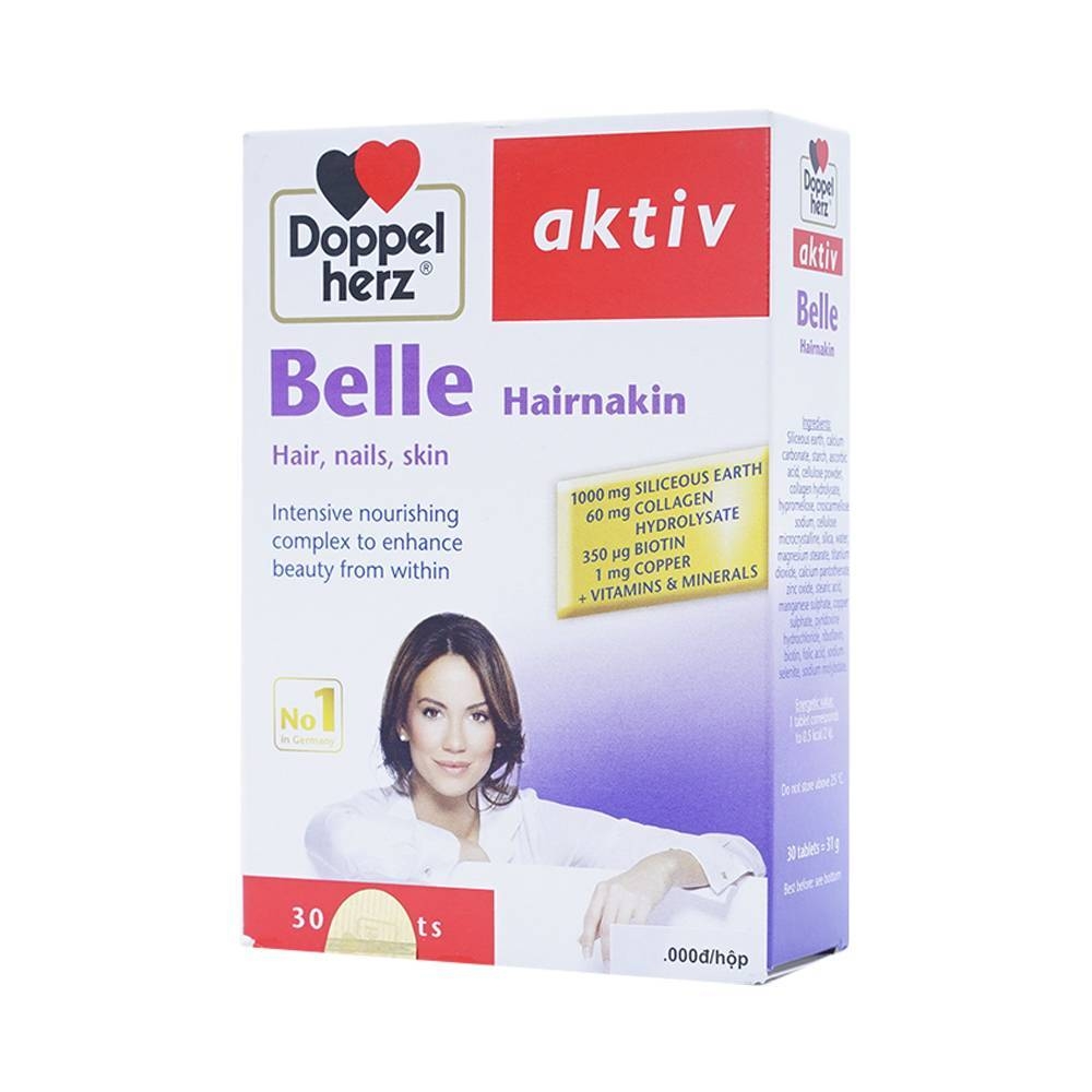 Hình ảnh Viên uống Belle Hair Doppelherz Aktiv bổ sung các vitamin và khoáng chất (3 vỉ x 10 viên)