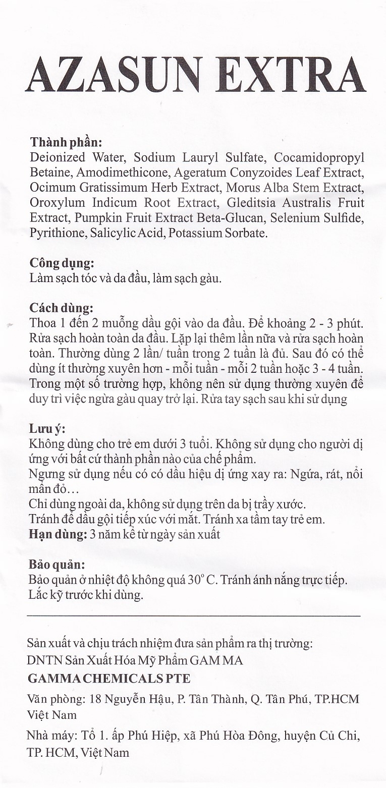 Hình ảnh Dầu gội Azasun Extra Gamma sạch gàu cho da đầu hết ngứa (120ml)