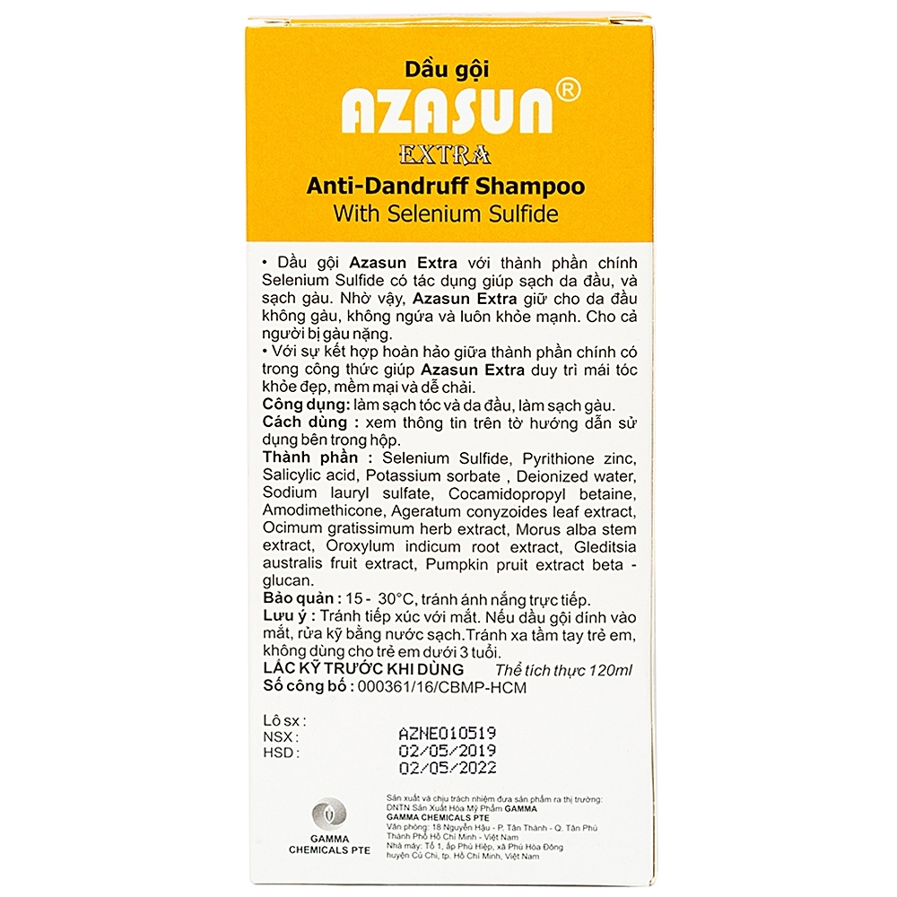 Hình ảnh Dầu gội Azasun Extra Gamma sạch gàu cho da đầu hết ngứa (120ml)