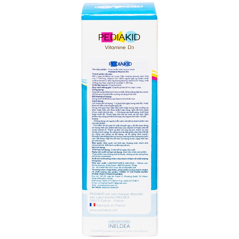 Hình ảnh Siro Pediakid Vitamin D3 bổ sung Vitamin D cho cơ thể, tăng hấp thụ canxi (20ml)