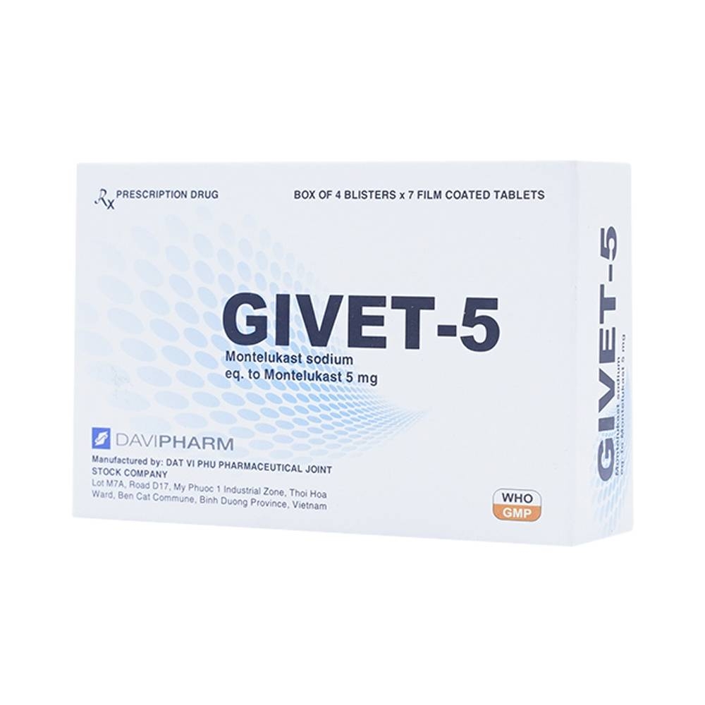 Hình ảnh Thuốc Givet-5 phòng và điều trị viêm phế quản mạn tính (4 vỉ x 7 viên)