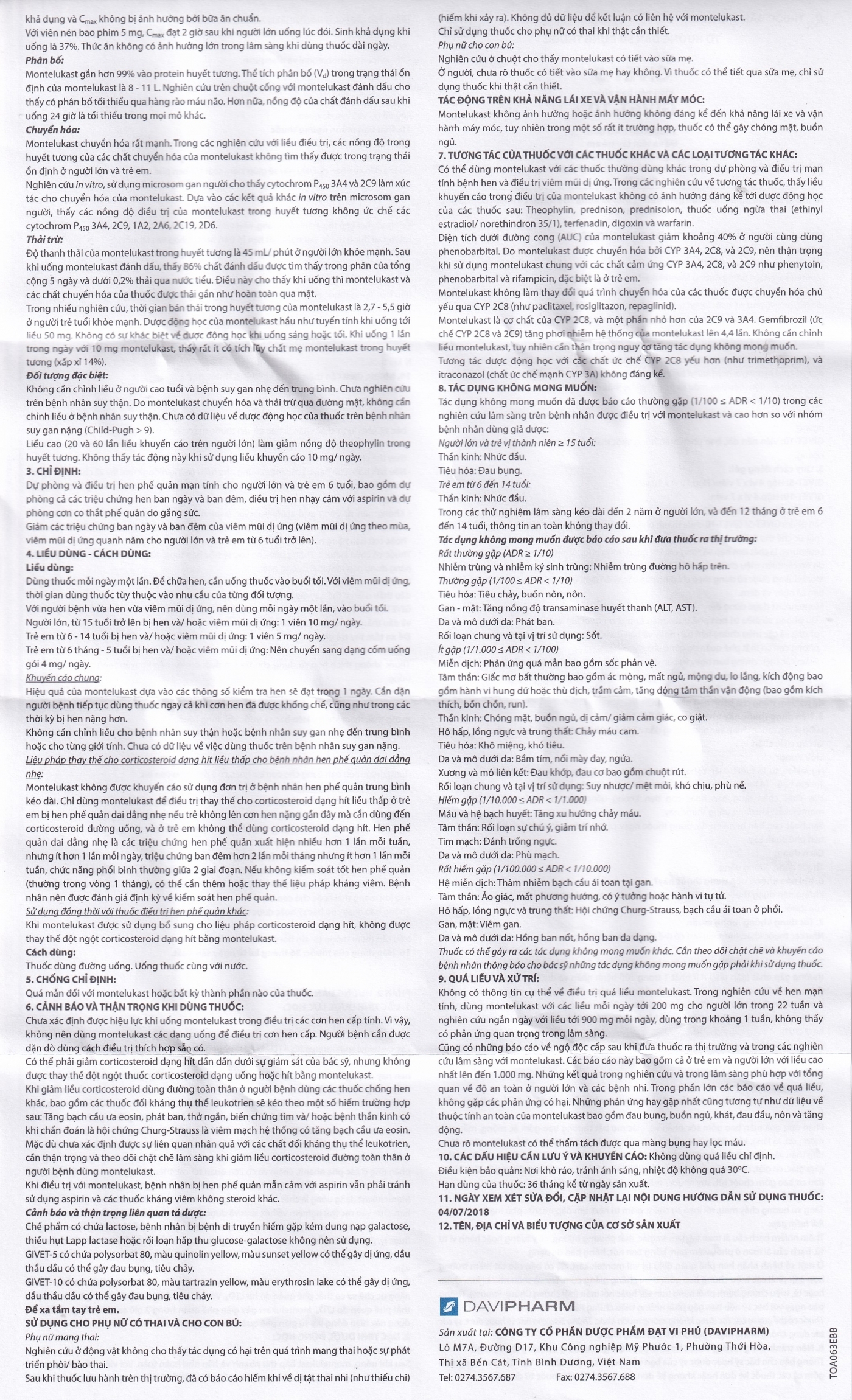 Hình ảnh Thuốc Givet-5 phòng và điều trị viêm phế quản mạn tính (4 vỉ x 7 viên)