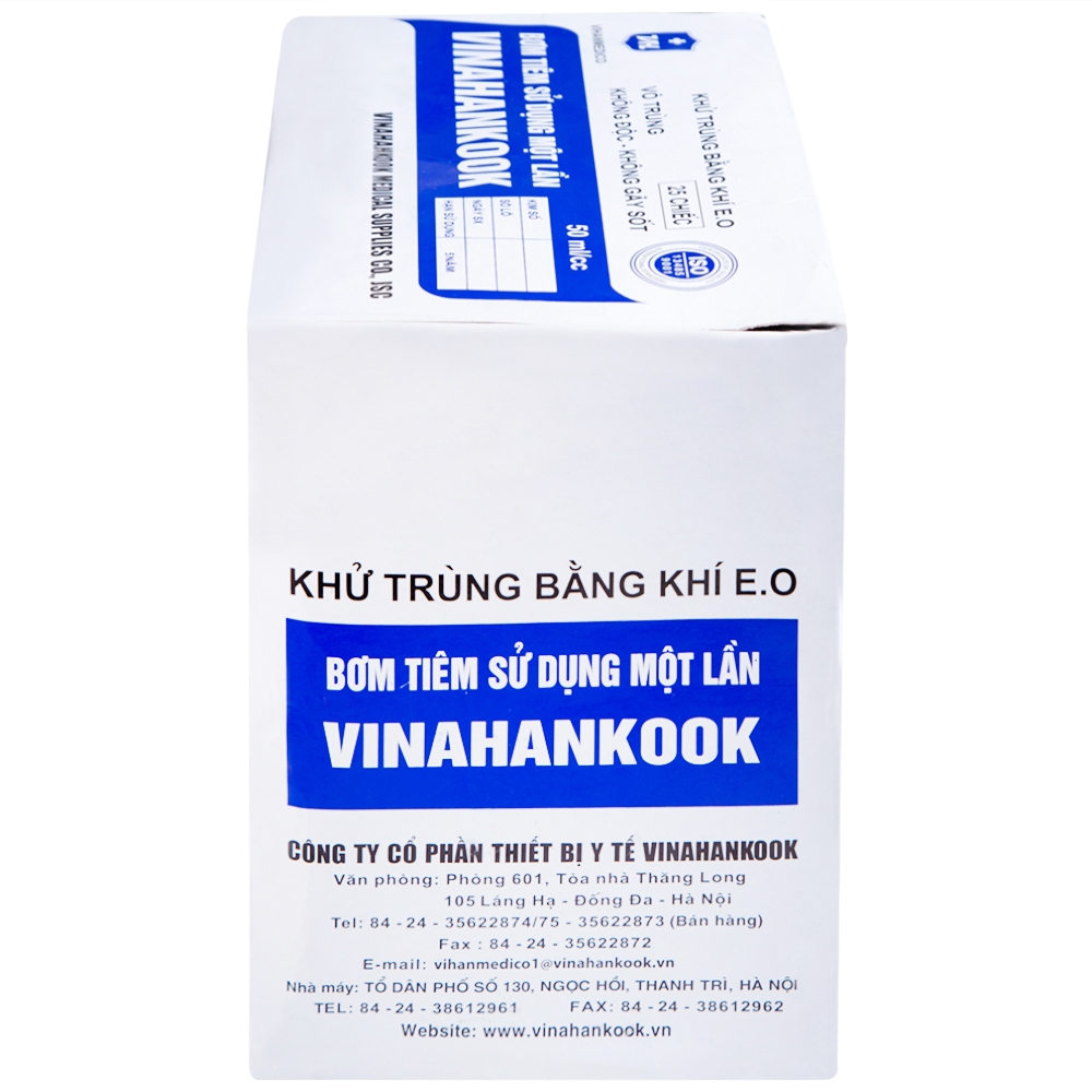 Hình ảnh Bơm tiêm sử dụng một lần Vinahankook 50ml/cc được khử trùng bằng khí E.O (25 cái)