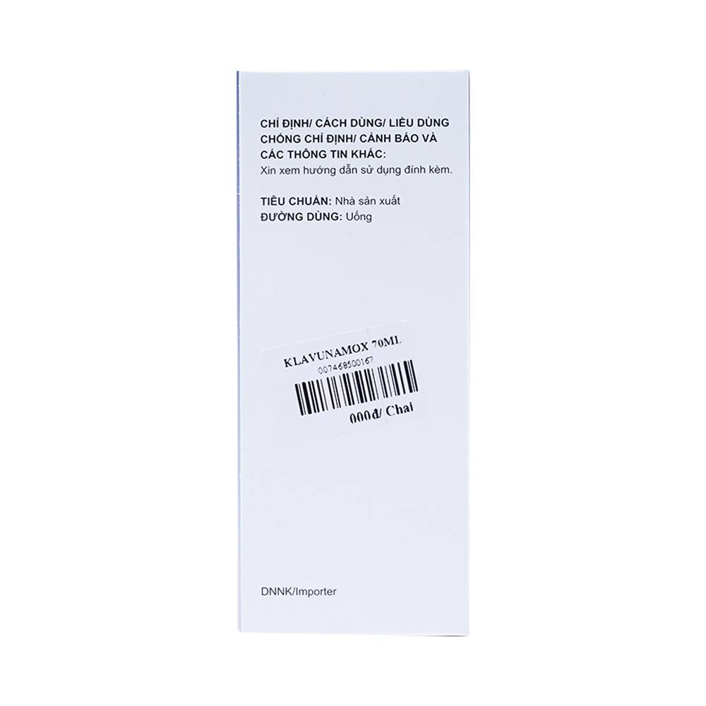 Hình ảnh Bột pha hỗn dịch uống Klavunamox 400/57mg Atabay điều trị nhiễm khuẩn nặng đường hô hấp (70ml)