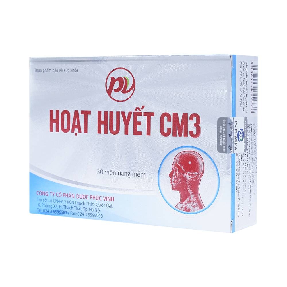 Hình ảnh Thuốc Hoạt Huyết CM3 Phúc Vinh điều trị rối loạn tuần hoàn não do xơ vữa mạch máu (3 vỉ x 10 viên)