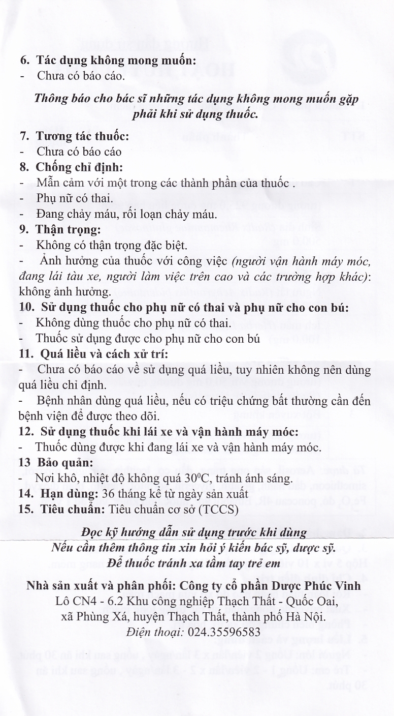 Hình ảnh Thuốc Hoạt Huyết CM3 Phúc Vinh điều trị rối loạn tuần hoàn não do xơ vữa mạch máu (3 vỉ x 10 viên)