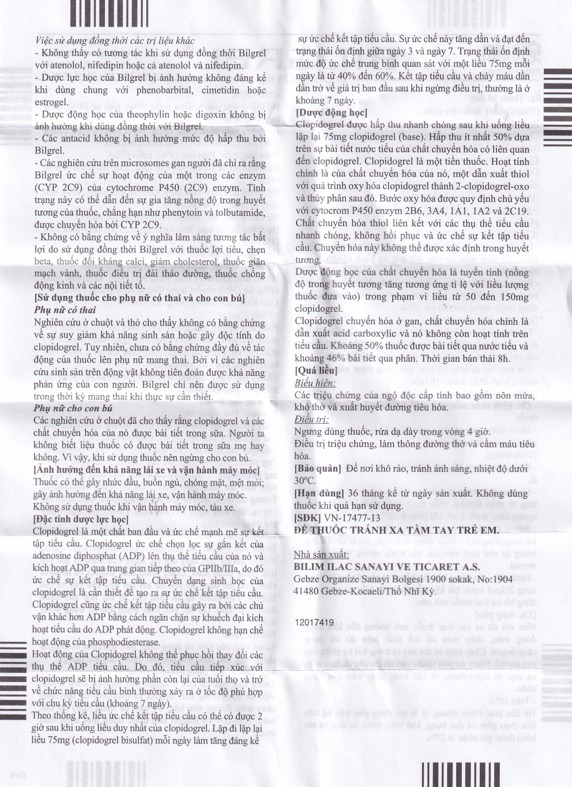 Hình ảnh Thuốc Bilgrel 75mg Bilim Ilac điều trị nhồi máu cơ tim, đột quỵ, bệnh động mạch ngoại biên (2 vỉ x 14 viên)