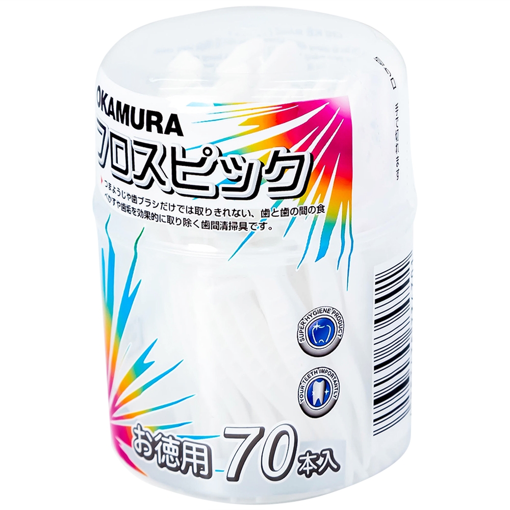 Hình ảnh Tăm chỉ kẽ răng Okamura hỗ trợ làm sạch mảng bám thức ăn dư thừa (70 cây)