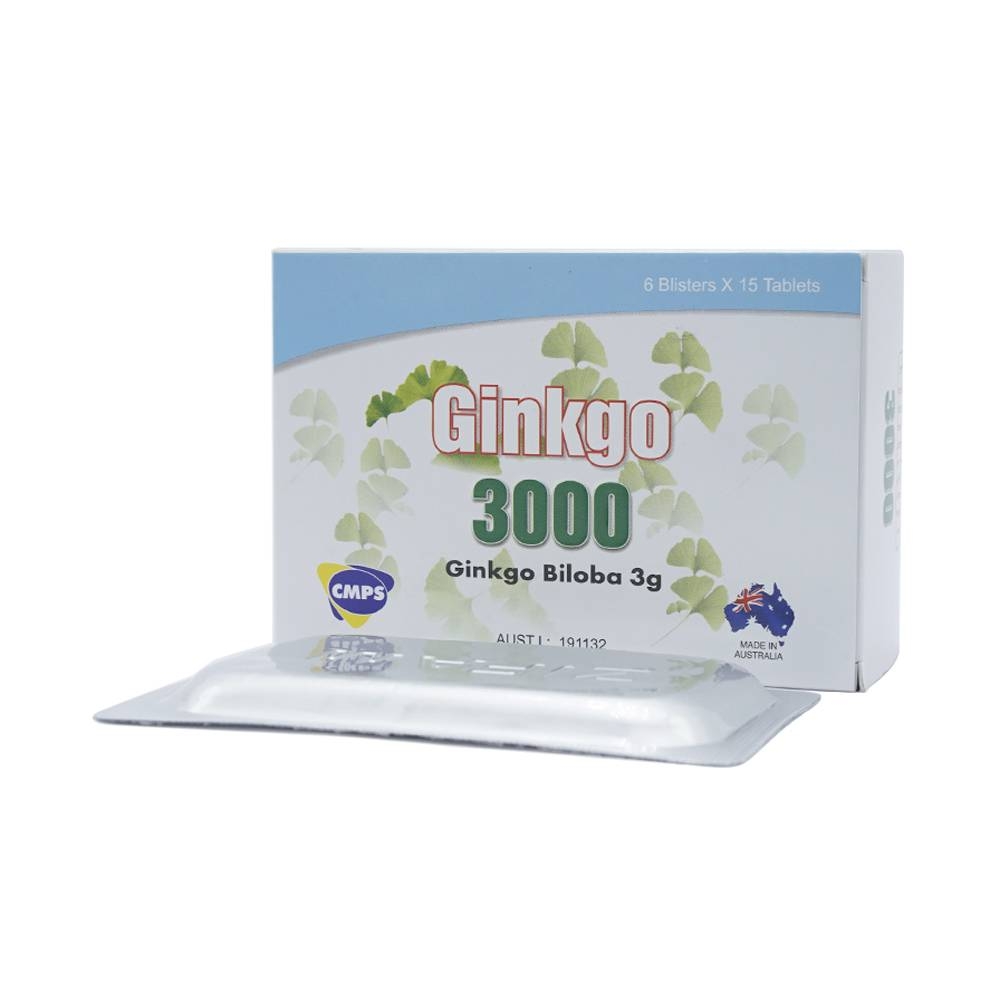 Hình ảnh Thuốc Ginkgo 3000 CMPS điều trị suy giảm tuần hoàn máu (6 vỉ x 15 viên)