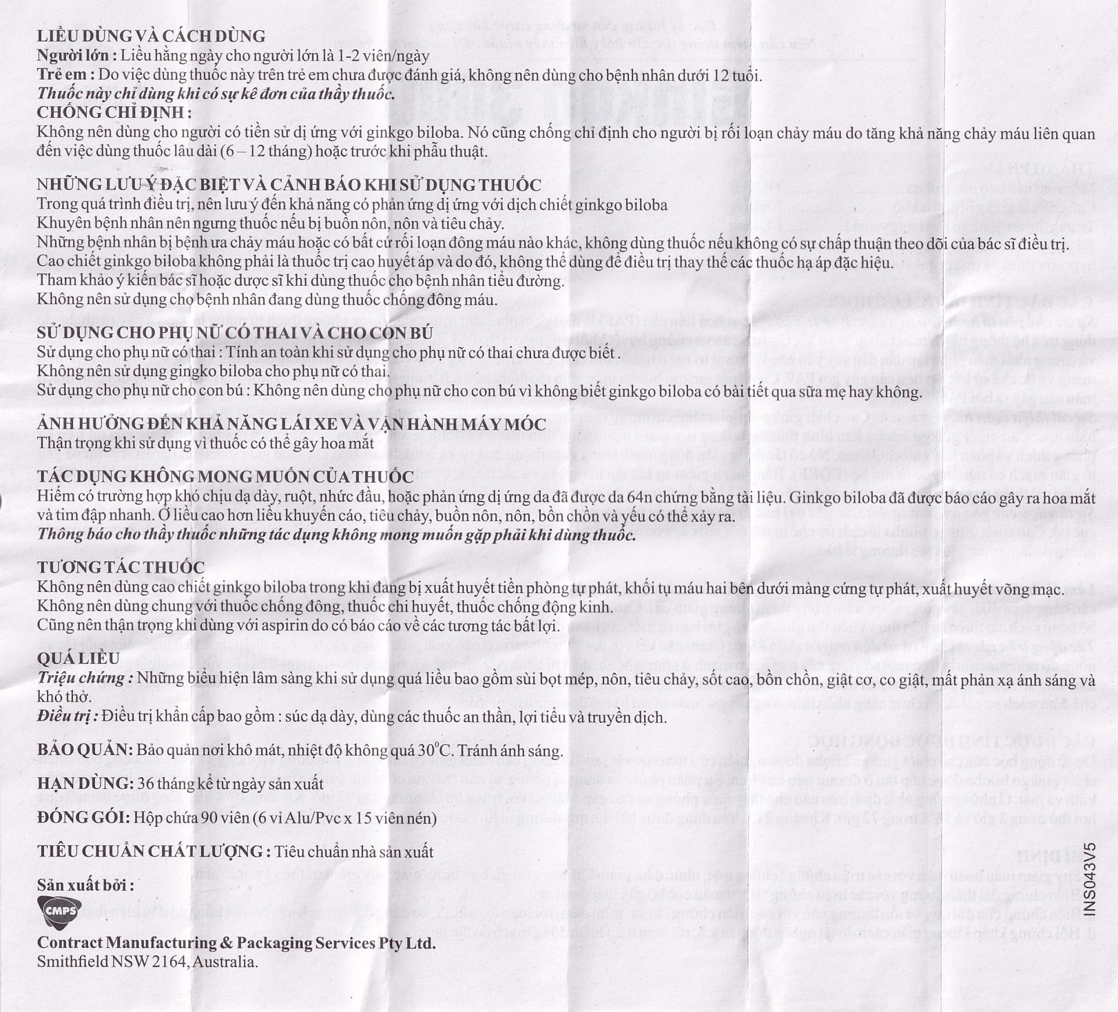 Hình ảnh Thuốc Ginkgo 3000 CMPS điều trị suy giảm tuần hoàn máu (6 vỉ x 15 viên)