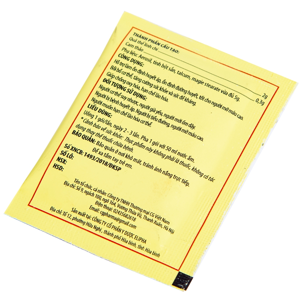 Hình ảnh Linh Chi Nhất Long CG hỗ trợ làm ổn định huyết áp, ổn định đường huyết (30 gói)