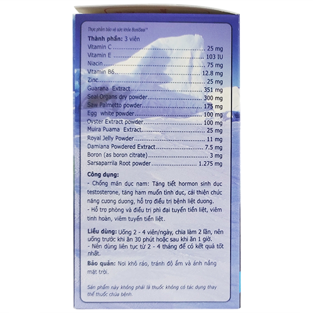 Hình ảnh Viên uống BoniSeal Botania tăng cường sức khỏe tinh hoàn, suy giảm ham muốn tình dục ở nam giới (60 viên)