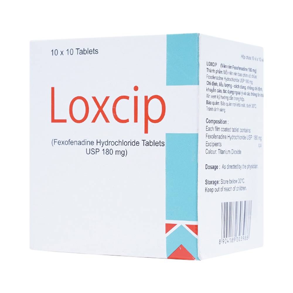 Hình ảnh Viên nén Loxcip 180mg Aurochem Pharma điều trị các chứng viêm mũi dị ứng (10 vỉ x 10 viên)